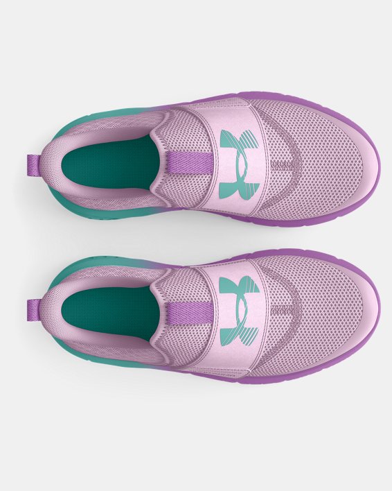 Girls' Grade School UA Flash Fade Running Shoes, Purple, pdpMainDesktop image number 2